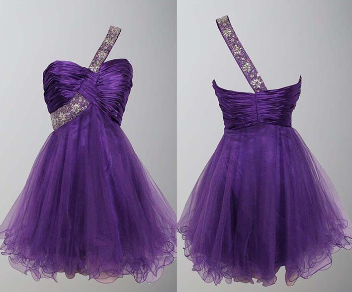 cute sequin one shoulder short purple prom dresses 2016 ksp406