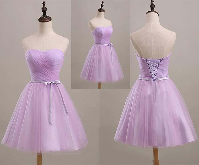 cute strapless purple bow knot short prom party dresses 2016 ksp381