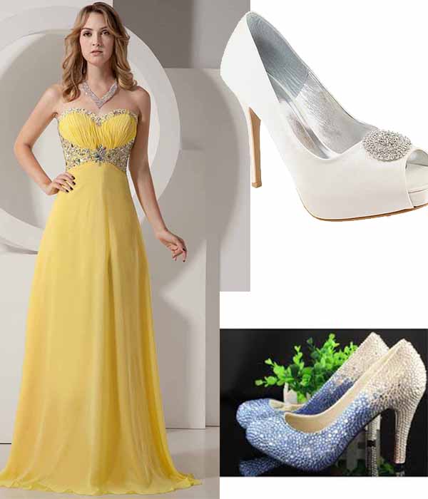 Yellow prom dress on sale shoes