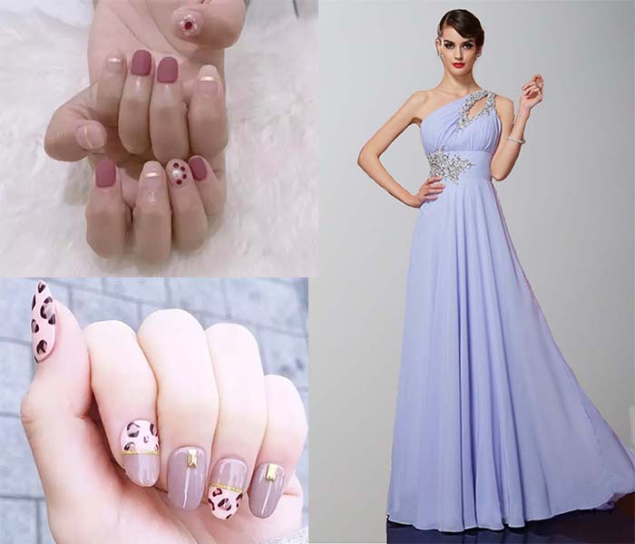 nail art for puprle prom dresses