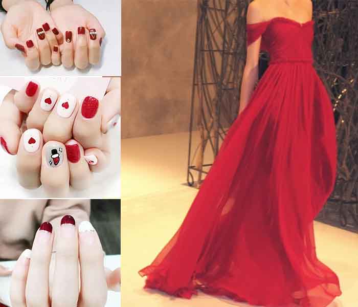 nail art for red prom dresses