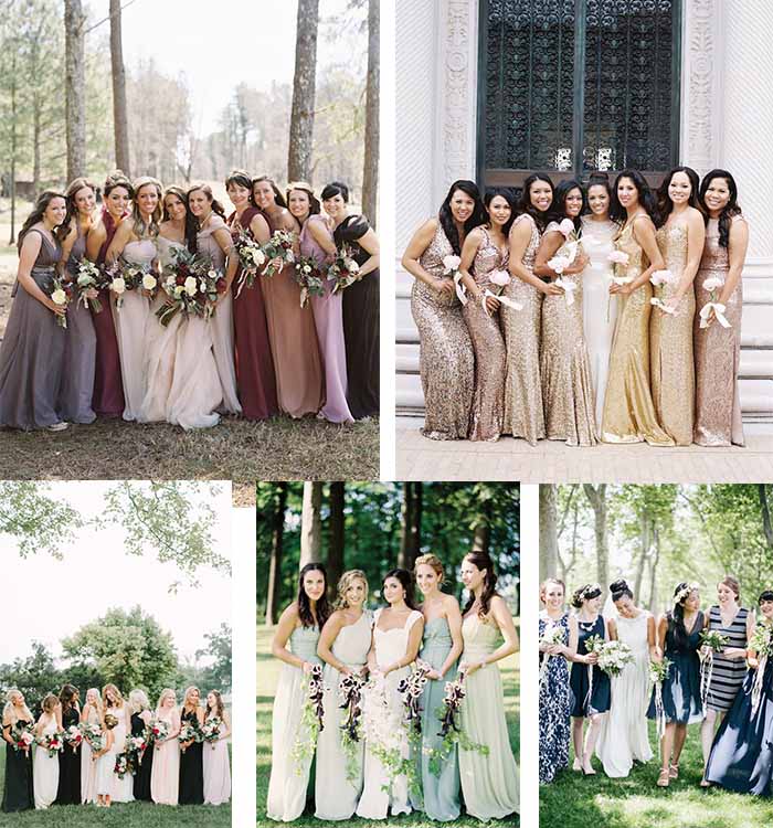 beautiful mix and match colors of bridesmaid dresses winter