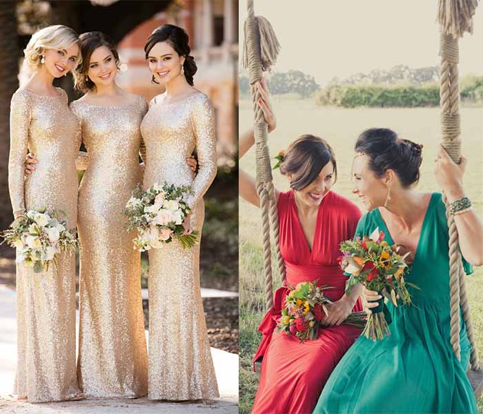 group bridesmaid dresses for winter wedding party