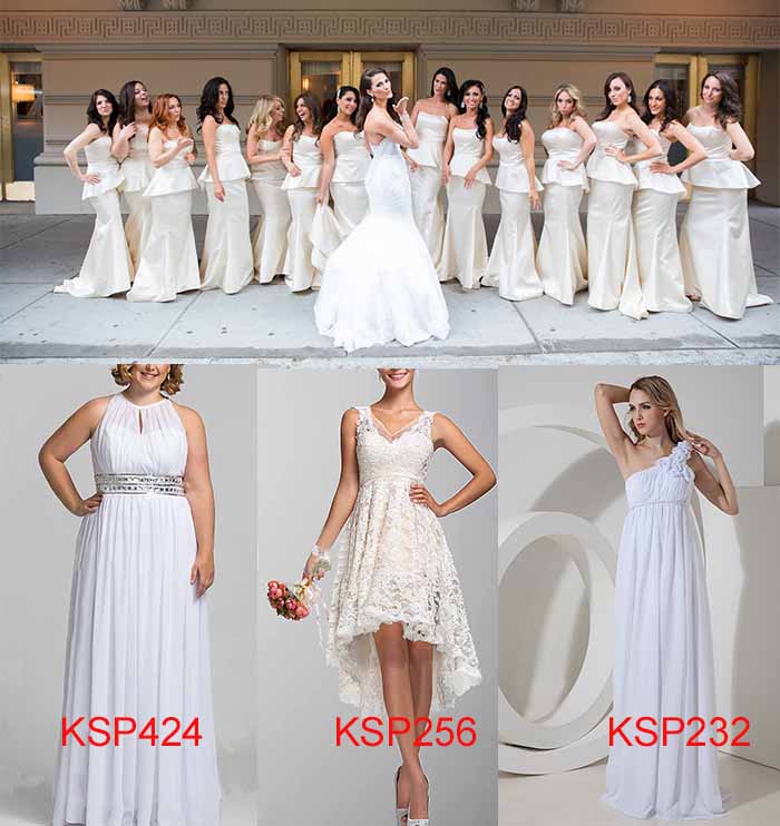 white bridesmaid dresses