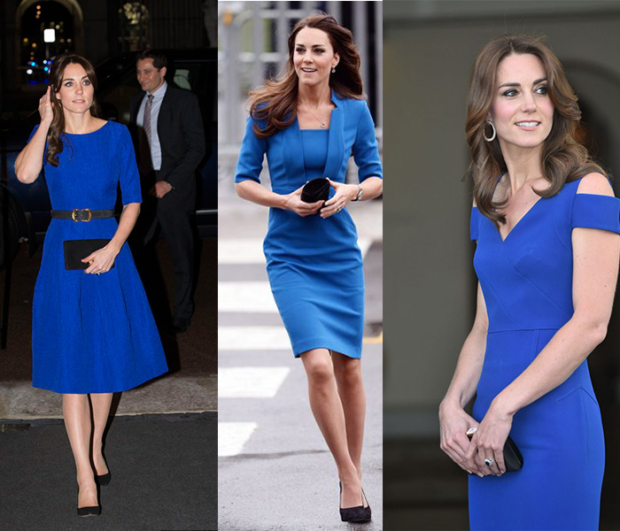 Duchess of Cambridge in royal blue dresses