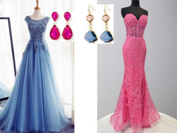 light blue and fuchsia color combination prom look