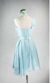 Teal One Shoulder Bridesmaid Dress With Rrregular Hemline KSP011