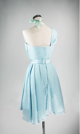 Teal One Shoulder Bridesmaid Dress With Irregular Hemline KSP011