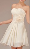 Simple Graceful Pleated Short Champagne Bridesmaid Dress KSP014