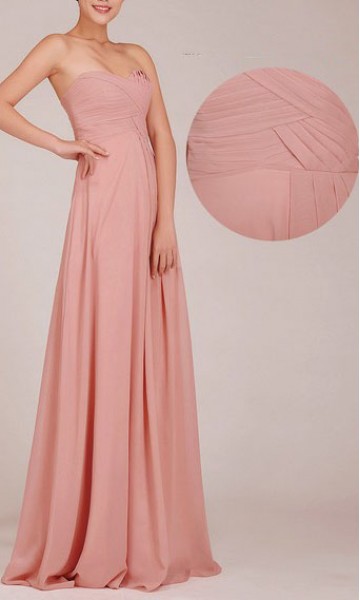 Dusty Pink Sweetheart Neck Chiffon Formal Bridesmaid Dresses KSP018