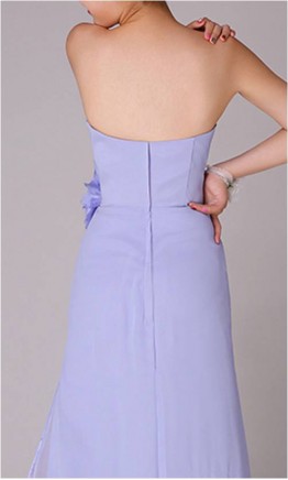 Slit A-line Strapless Lilac Long Lilac Bridesmaid Dresses KSP083