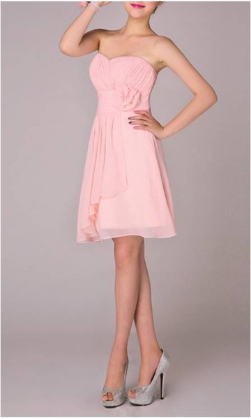 Cute Strapless Wedding Party Bridesmaid Dress With Irregular Hemline KSP085