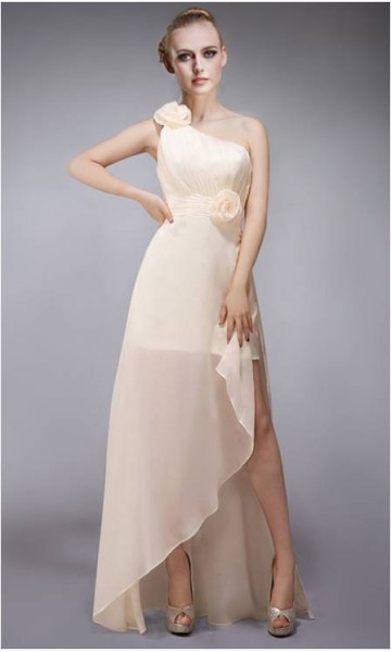 Unique Single Shoulder Bridesmaid Dress With Irregular Hemline KSP093