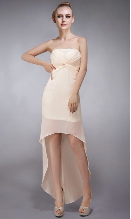 Strapless Sheath High low Bridesmaid Dresses Champagne for Wedding KSP094