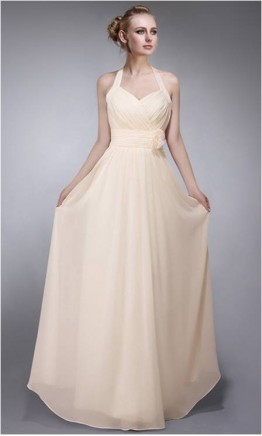 Pale Halter Neck Floor Length Bridesmaid Dresses KSP096