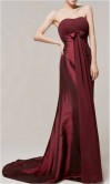 Strapless Wine Taffeta Bridesmaid Dress With Belt KSP159