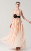 Pink One Shoulder Long Chiffon Bridesmaid Dress with Belt KSP167