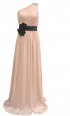 Pink One Shoulder Long Chiffon Bridesmaid Dress with Belt KSP167