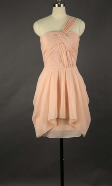 Peach Chiffon Cheap Short Bridesmaid Dresses KSP315