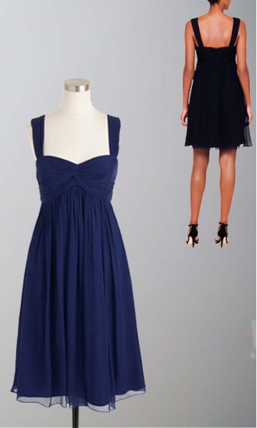 Image of Square neckline blue bridesmaid dress