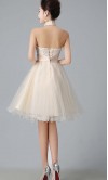 Short Lace Bridesmaid Dresses High Keyhole Neck KSP431