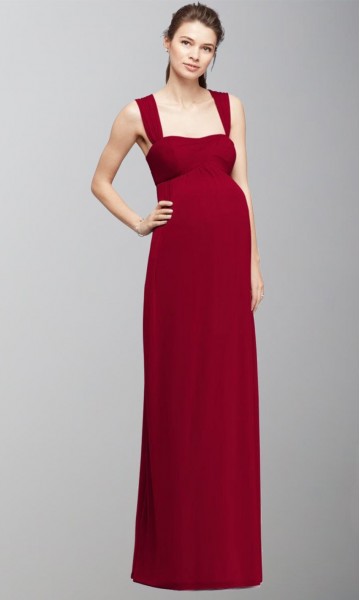 Tank Straps Straight Cut Maternity Bridesmaid Dress