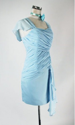 Sheath Ruffled Bridesmaid Dresses With Cap Sleeves KSP001