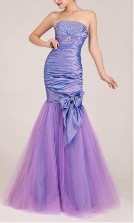 Purple Elegant Beaded Mermaid Lace-up Back Evening Dress KSP025