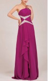 Plum Sequined One Shoulder A-line Evening Dress KSP027