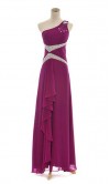 Plum Sequined One Shoulder A-line Evening Dress KSP027