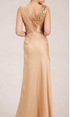 Gorgeous V-neck Golden Beaded Long Prom Dress KSP029