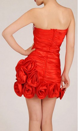 Sheath Flame Taffeta Floral Cocktail Dress KSP031