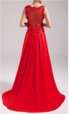 Floral V-neck Red Floor Length Prom Dresses KSP045