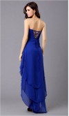 Layered Navy Blue High Low Corset Dress For Prom KSP048