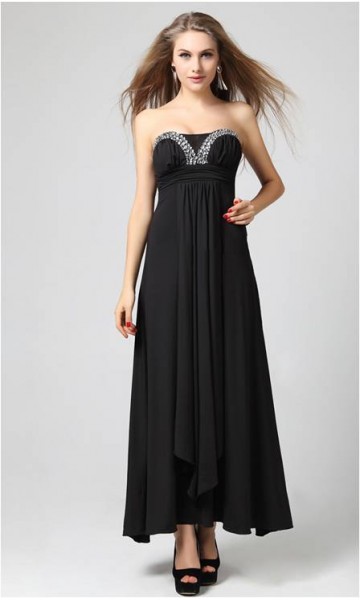 Black Sexy Dimensional Level Folds Evening Dress KSP050