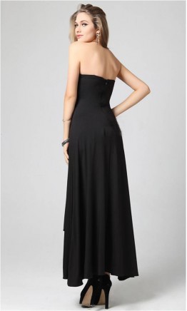 Black Sexy Dimensional Level Folds Evening Dress KSP050