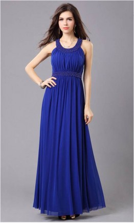 Navy Blue Scoop Neck Prom Dress For Girls KSP055