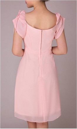 Square Neck Delicate Prom Dress With Cap Sleeves KSP089