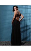 Black Beading Neckline Full Length Prom Dresses KSP180