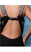 Black Beading Neckline Full Length Prom Dresses KSP180