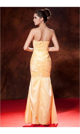 Light Yellow Strapless Trumpet Pleated Formal Dress KSP233