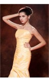 Light Yellow Strapless Trumpet Pleated Formal Dress KSP233