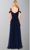 Dark Blue Off Shoulder Slit Sexy Maxi Prom Dresses 