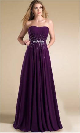 Purple Strapless Sweetheart chiffon Lone Prom Dresses KSP106