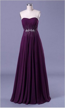 Purple Strapless Sweetheart chiffon Lone Prom Dresses KSP106