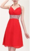 Halter Neck Chiffon Beaded Short Prom Dress KSP111