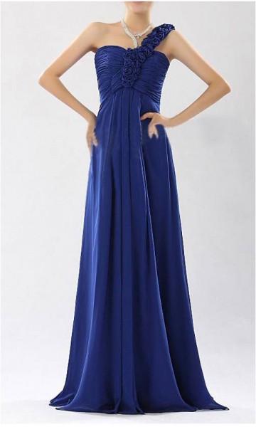 Blue One Shoulder Long Prom Dress/ Bridesmaid Dress KSP165