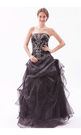 Embroidery Strapless Wrinkle Ball Gowns KSP205