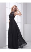 Halter Long Black Lace Formal Dress With Belt KSP212