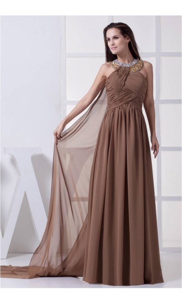 Amazing Halter Sideling Drape Long Evening Dresses KSP220